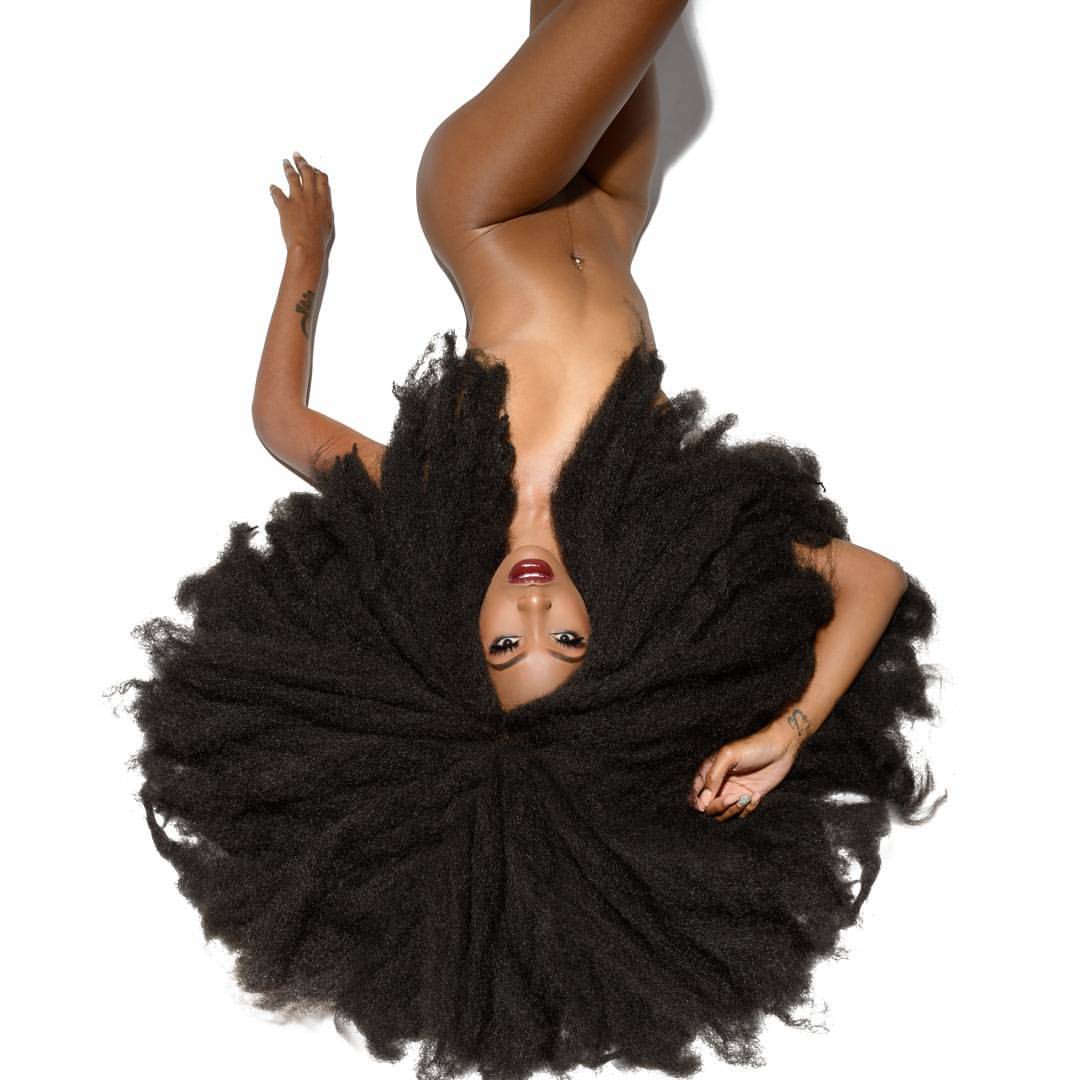 Concept art photography Jacksonville FL — aerial overhead natural hair fanned out studio by HiDef Pixel